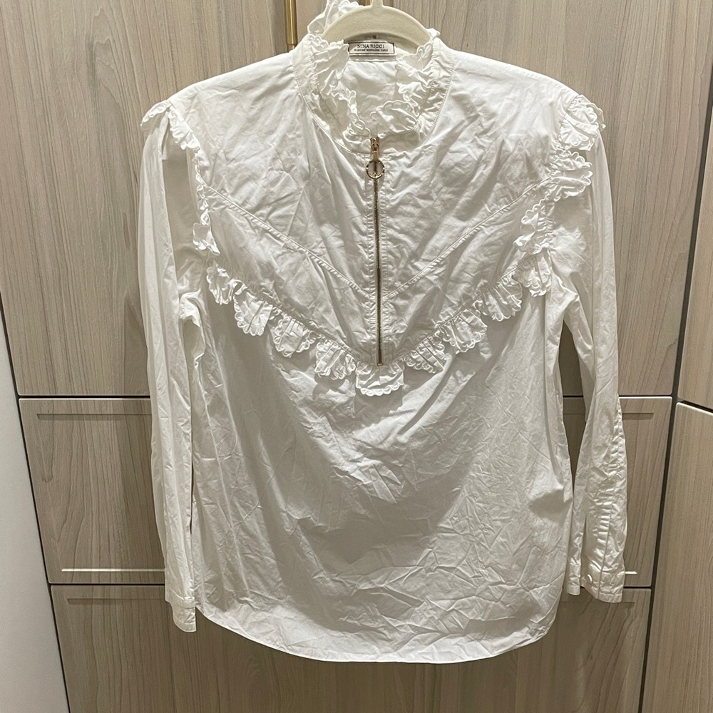 VINTAGE Nina Ricci White Ruffled Blouse